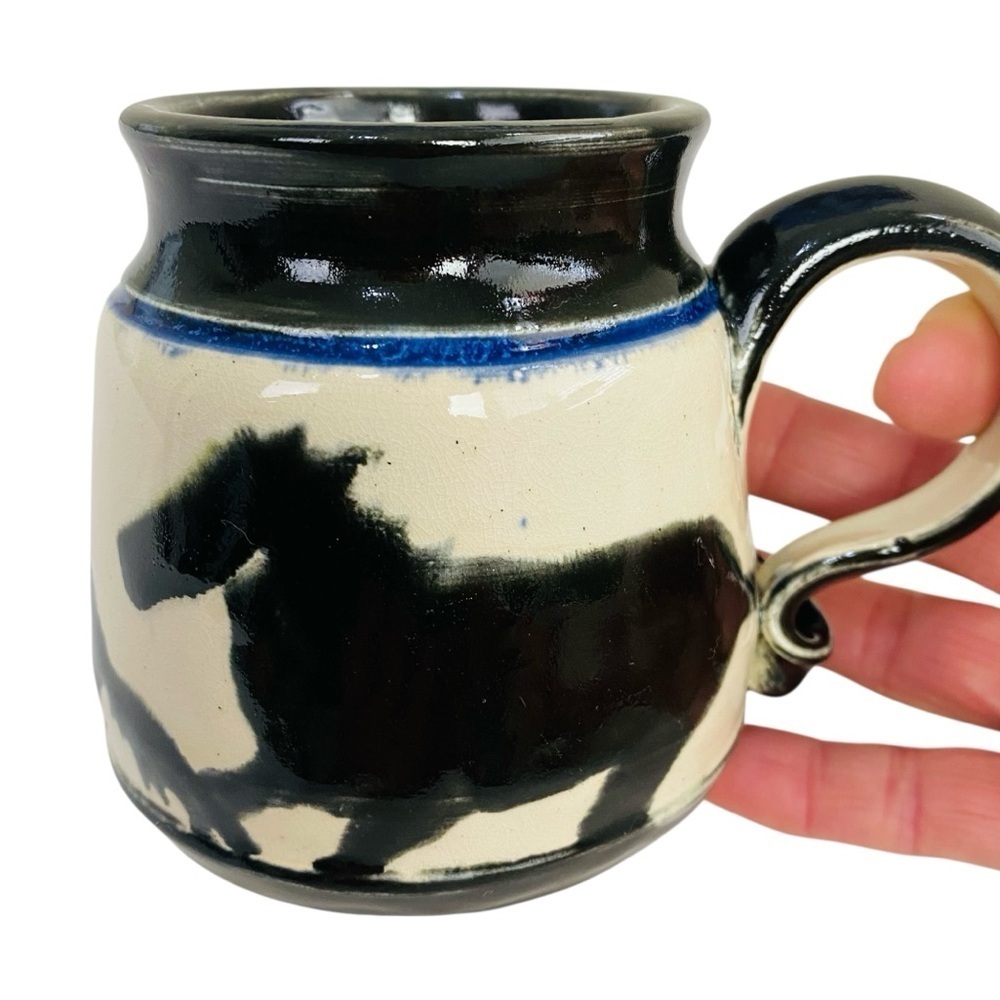 Studio Pottery Wild Horse Western Signed Ceramic Mug 12oz